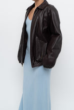 Load image into Gallery viewer, Vintage x PRESTON &amp; YORK Dark Burgundy Leather Bomber (XS-M)