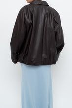 Load image into Gallery viewer, Vintage x PRESTON &amp; YORK Dark Burgundy Leather Bomber (XS-M)