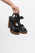 Load image into Gallery viewer, Vintage x Made in Brazil x Black Leather Chunky Platform Heels (7.5, 8)