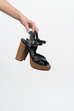 Load image into Gallery viewer, Vintage x Made in Brazil x Black Leather Chunky Platform Heels (7.5, 8)
