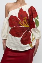 Load image into Gallery viewer, FARM x Anthropologie Red Floral Off-Shoulder Linen Blouse (S)