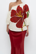 Load image into Gallery viewer, FARM x Anthropologie Red Floral Off-Shoulder Linen Blouse (S)