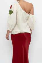 Load image into Gallery viewer, FARM x Anthropologie Red Floral Off-Shoulder Linen Blouse (S)