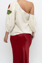 Load image into Gallery viewer, FARM x Anthropologie Red Floral Off-Shoulder Linen Blouse (S)