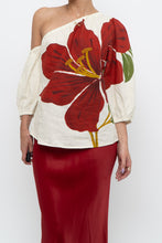 Load image into Gallery viewer, FARM x Anthropologie Red Floral Off-Shoulder Linen Blouse (S)