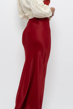 Load image into Gallery viewer, H&amp;M x Made in Turkey x Red Satin Maxi Skirt (XS)