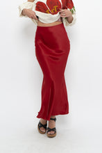 Load image into Gallery viewer, H&amp;M x Made in Turkey x Red Satin Maxi Skirt (XS)