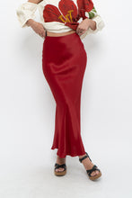 Load image into Gallery viewer, H&amp;M x Made in Turkey x Red Satin Maxi Skirt (XS)