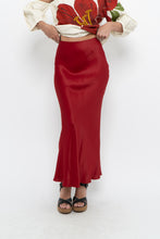 Load image into Gallery viewer, H&amp;M x Made in Turkey x Red Satin Maxi Skirt (XS)