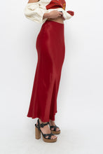 Load image into Gallery viewer, H&amp;M x Made in Turkey x Red Satin Maxi Skirt (XS)