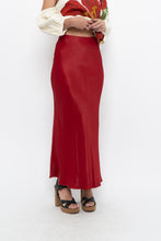 Load image into Gallery viewer, H&amp;M x Made in Turkey x Red Satin Maxi Skirt (XS)