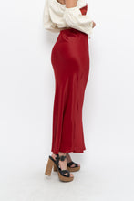 Load image into Gallery viewer, H&amp;M x Made in Turkey x Red Satin Maxi Skirt (XS)