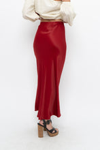 Load image into Gallery viewer, H&amp;M x Made in Turkey x Red Satin Maxi Skirt (XS)