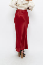 Load image into Gallery viewer, H&amp;M x Made in Turkey x Red Satin Maxi Skirt (XS)