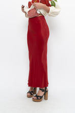 Load image into Gallery viewer, H&amp;M x Made in Turkey x Red Satin Maxi Skirt (XS)