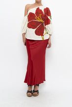 Load image into Gallery viewer, H&amp;M x Made in Turkey x Red Satin Maxi Skirt (XS)