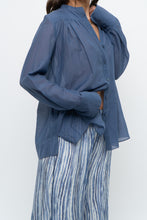 Load image into Gallery viewer, LAUNDRY BY SHELLI SEAGAL x Blue Flowy Semi-sheer Blouse (XS-M)