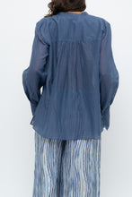 Load image into Gallery viewer, LAUNDRY BY SHELLI SEAGAL x Blue Flowy Semi-sheer Blouse (XS-M)