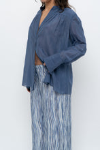 Load image into Gallery viewer, LAUNDRY BY SHELLI SEAGAL x Blue Flowy Semi-sheer Blouse (XS-M)