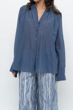 Load image into Gallery viewer, LAUNDRY BY SHELLI SEAGAL x Blue Flowy Semi-sheer Blouse (XS-M)