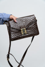 Load image into Gallery viewer, Vintage x Brown Patent Croc Crossbody Purse