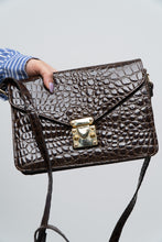 Load image into Gallery viewer, Vintage x Brown Patent Croc Crossbody Purse