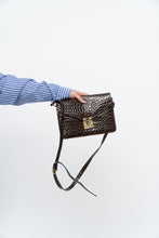 Load image into Gallery viewer, Vintage x Brown Patent Croc Crossbody Purse