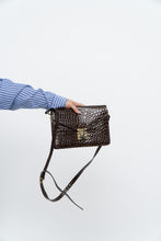 Load image into Gallery viewer, Vintage x Brown Patent Croc Crossbody Purse