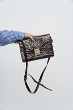 Load image into Gallery viewer, Vintage x Brown Patent Croc Crossbody Purse