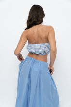 Load image into Gallery viewer, MABLE x Blue Gingham Cotton Strapless Crop (S, M)