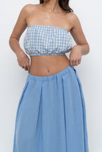 Load image into Gallery viewer, MABLE x Blue Gingham Cotton Strapless Crop (S, M)
