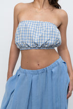 Load image into Gallery viewer, MABLE x Blue Gingham Cotton Strapless Crop (S, M)