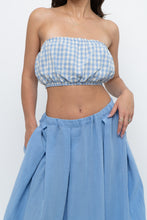 Load image into Gallery viewer, MABLE x Blue Gingham Cotton Strapless Crop (S, M)