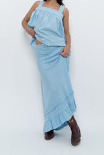 Load image into Gallery viewer, Vintage x Made in India x OLD NAVY Baby Blue Linen Maxi Skirt (L, XL)