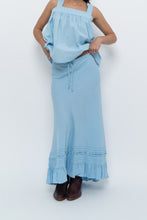 Load image into Gallery viewer, Vintage x Made in India x OLD NAVY Baby Blue Linen Maxi Skirt (L, XL)