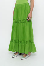 Load image into Gallery viewer, Vintage x Bright Green Crochet Pleated Maxi Skirt (L, XL)