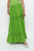 Load image into Gallery viewer, Vintage x Bright Green Crochet Pleated Maxi Skirt (L, XL)