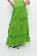 Load image into Gallery viewer, Vintage x Bright Green Crochet Pleated Maxi Skirt (L, XL)