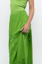 Load image into Gallery viewer, Vintage x Bright Green Crochet Pleated Maxi Skirt (L, XL)