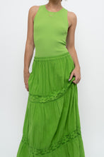 Load image into Gallery viewer, Vintage x Bright Green Crochet Pleated Maxi Skirt (L, XL)