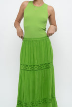 Load image into Gallery viewer, Vintage x Bright Green Crochet Pleated Maxi Skirt (L, XL)