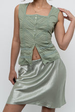 Load image into Gallery viewer, BABATON x Pale Green Satin Midi Skirt (XS, S)