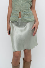 Load image into Gallery viewer, BABATON x Pale Green Satin Midi Skirt (XS, S)