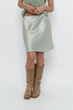 Load image into Gallery viewer, BABATON x Pale Green Satin Midi Skirt (XS, S)