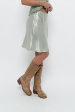 Load image into Gallery viewer, BABATON x Pale Green Satin Midi Skirt (XS, S)