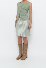Load image into Gallery viewer, BABATON x Pale Green Satin Midi Skirt (XS, S)