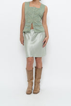 Load image into Gallery viewer, BABATON x Pale Green Satin Midi Skirt (XS, S)