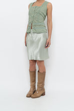 Load image into Gallery viewer, BABATON x Pale Green Satin Midi Skirt (XS, S)