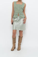 Load image into Gallery viewer, BABATON x Pale Green Satin Midi Skirt (XS, S)