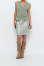 Load image into Gallery viewer, BABATON x Pale Green Satin Midi Skirt (XS, S)